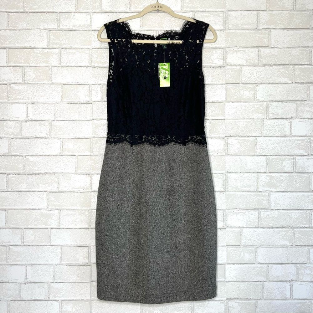 🖤 C. Wonder 🖤 Sleeveless Dress Black Lace
Tweed Skirt Size 8 NWT